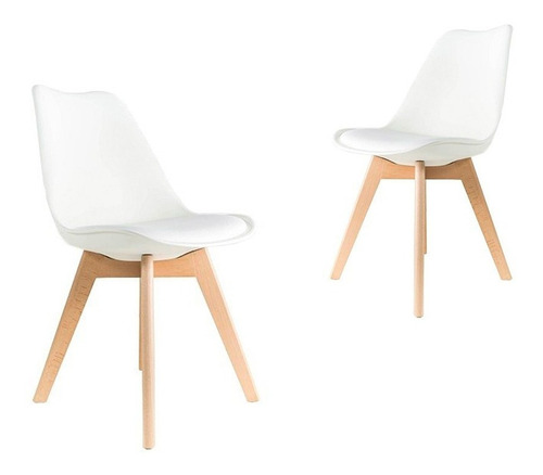 Silla De Comedor Plástico De Diseño Eames Pata Madera - Tulip X 2