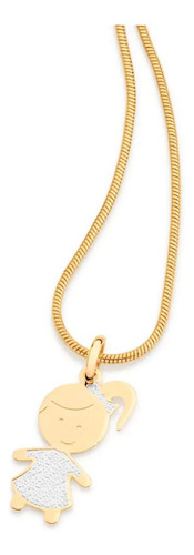 Pingente Menina Rommanel 542453 Com Rhodium Folheado Ouro