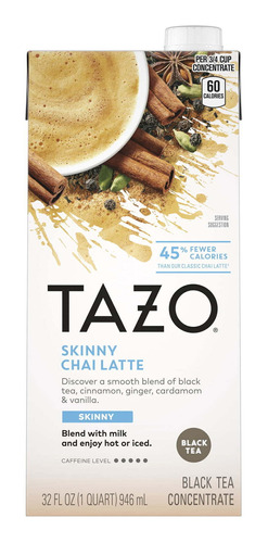 3 Tazo Skinny Chai Latte Iced Tea Concentrado 45% Menos Cal