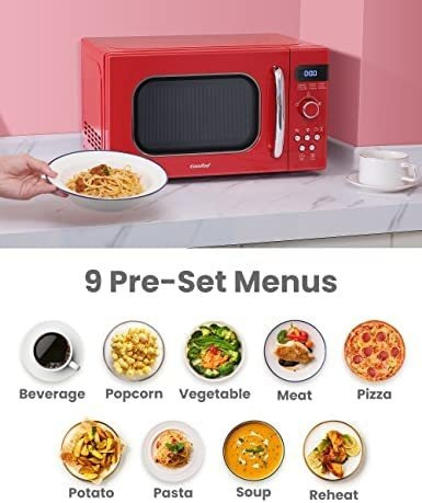 Imagen 3 de 8 de Comfee Horno De Microondas Pequeño Retro Con Tamaño Compacto