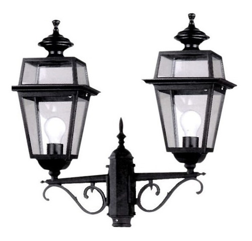 Farol 2 Luces City Fundicion Aluminio Negro P/ Columna Led