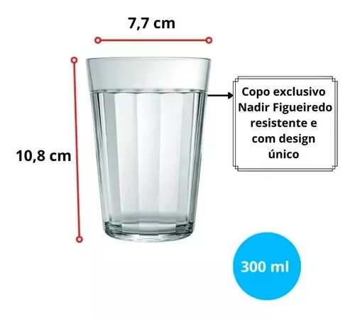 Jogo 6 Copos Americano Nadir 300 Ml Tradicional Grande - Nadir Figueiredo -  Copos - Magazine Luiza