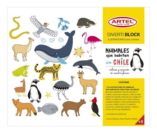 Divertí Block Artel, Animales Que Habitan En Chile+24 Lapice
