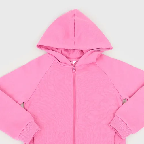 Poleron Niña Kids Full Zipper Rosado Corona