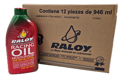 Aceite Raloy Racing Multigrado 15w40 Sl Gasolina Caja 12l