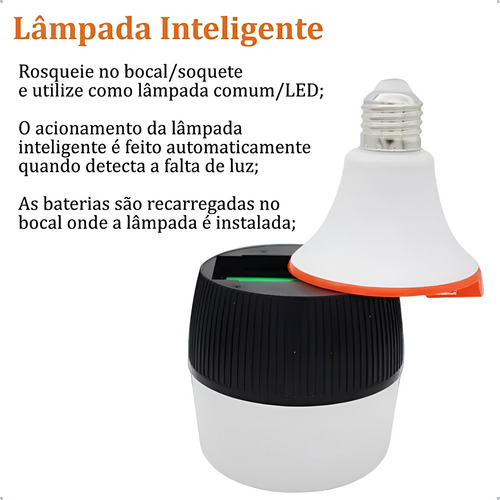 Kit 2 Lampadas De Emergencia Inteligente Led 30w Bivolt Branco