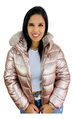 Jaqueta Feminina Puffer Metalizada Facinelli  