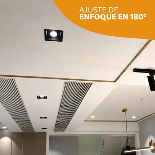 Imagen 5 de 10 de Spot Embutir Led Ar111 Cuadrado Movil Aluminio Gu10 220v
