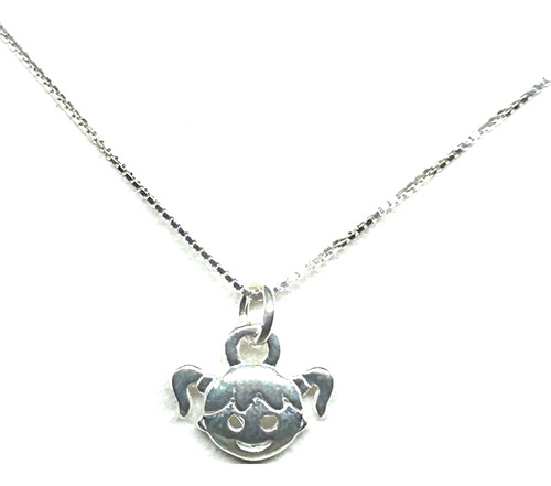 Collar Cara Carita Hija Nene Nena Niño Niña Cadena Plata 