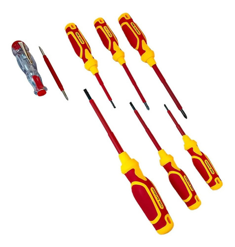 Set Kit Juego Destornillador Electricista Y Probador 7 En 1