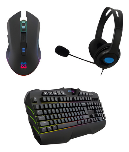 Combo Teclado Xk700 + Mouse Xm500 + Auricular 890-20