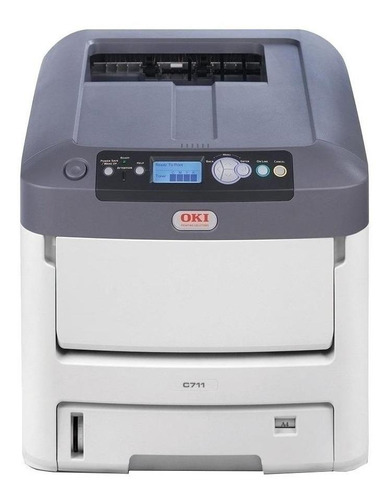 Impressora a cor função única OKI Serie C700 C711 branca e cinza 120V