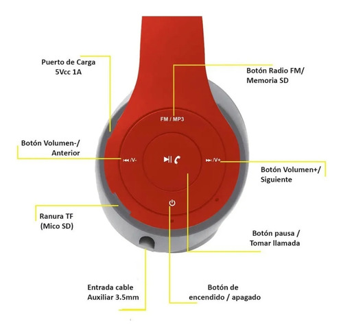 Audífonos Inalámbricos Select Sound Bth024 - Color Rojo Rojo