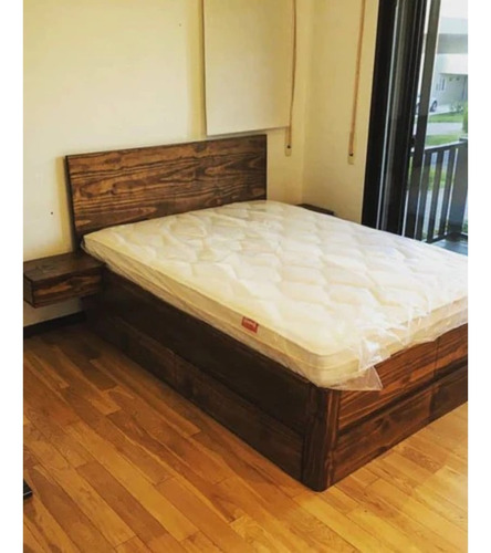 Cama Box King Madera Pino Clear