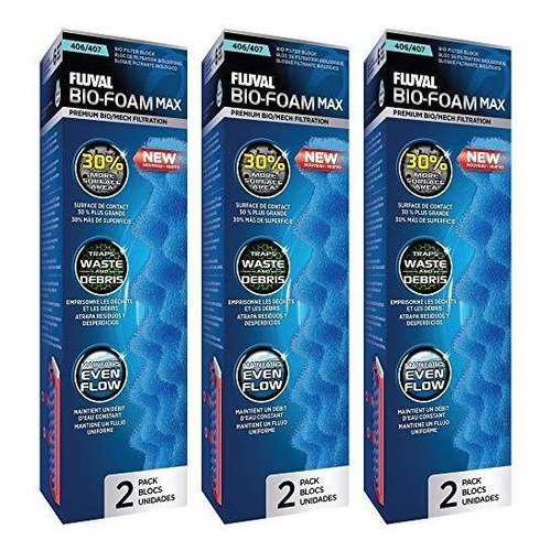 Fv Fluval 6 Pack Of Bio-foam Max Media For Fluval 406 And 40