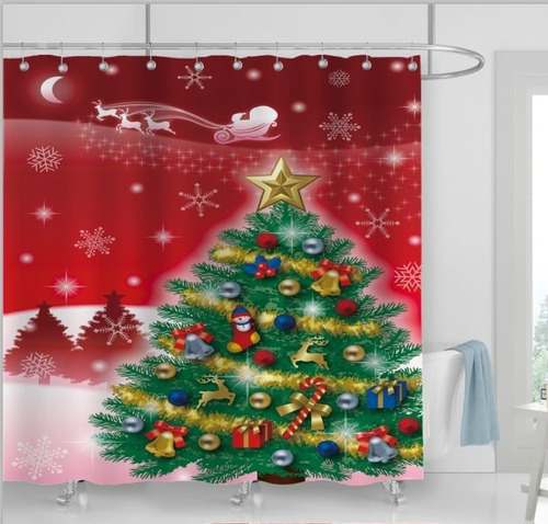 Cortina De Baño Navidad Impermeable Diseños 