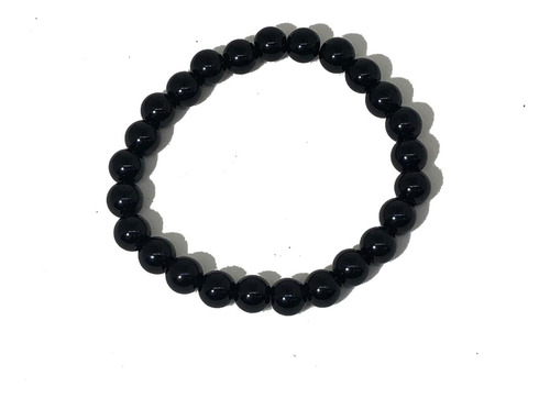 Pulseira Ônix Preta Pedra Natural Brilhante 8mm