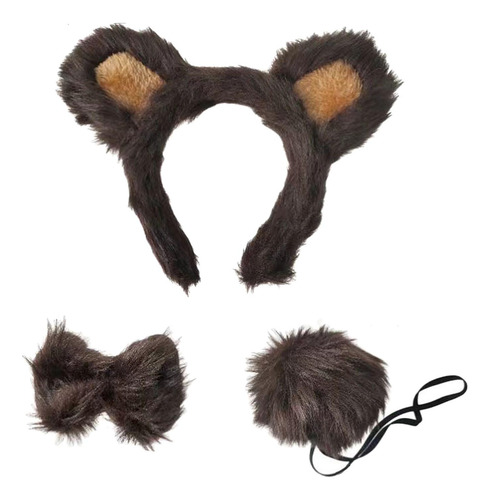 Conjunto De Diadema Con Orejas Y Cola De Animales, Lindo Oso