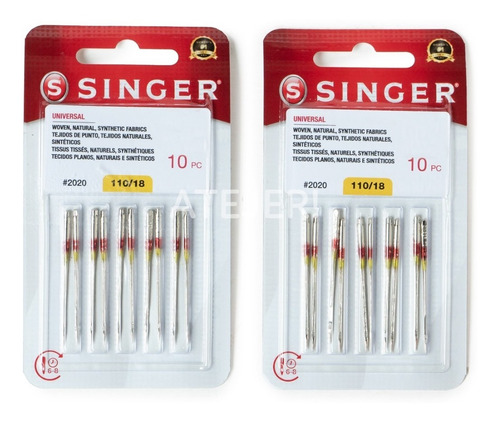 Imagen 6 de 9 de Agujas Singer 2020 Para Maquina Familiar Recta X Paquete