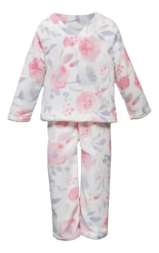 Pijama Termica Microfibra Polar Niña Floral 3-4 Y 5-6 Años