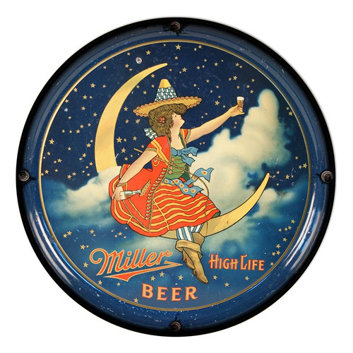 #326 - Cuadro Decorativo Vintage / Miller Cartel Beer Luna