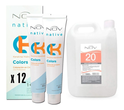 Kit 12 Cajas De Tintura Nov Native + Oxidante Nov X 1900ml