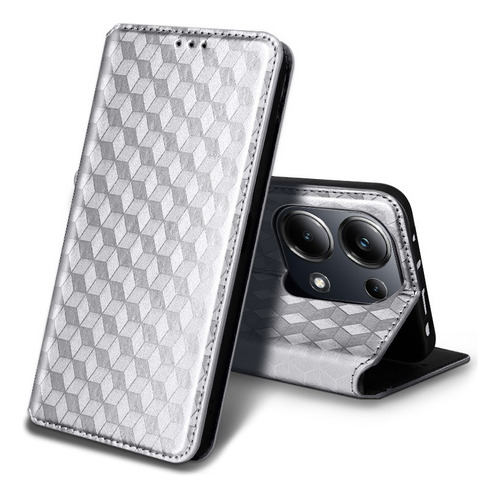 2×for Xiaomi Poco M6 Pro 4g Cubic Pattern Wallet Card Case