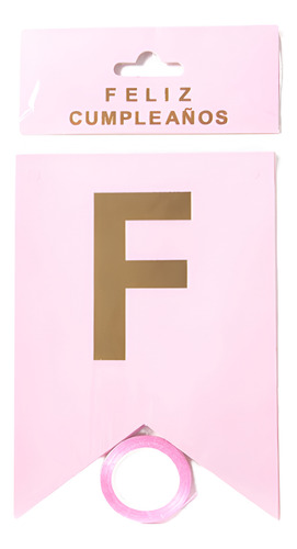 Banderín Guirnalda Feliz Cumpleaños X 1 U. Rosa Dorado Feliz Cumpleaños