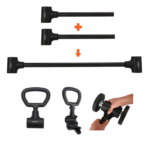 Halter Ajustável Com Barra Anilha Kettlebell Kit Pesos 50kg Yangfit