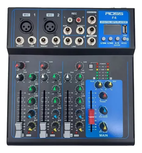 comprar Mixer Ross F-4 De 5 Canales Con Bluetooth + Reproductor Usb