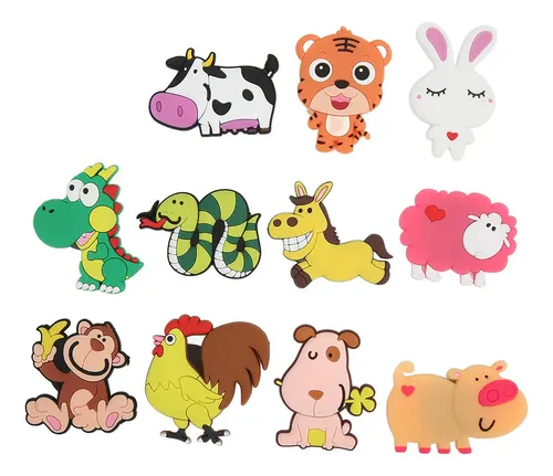 1 Juego de iman de nevera bonitos de PVC para niños, iman de animal de dibujos animados