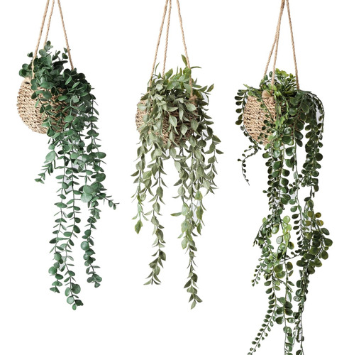 3 Paquete De Mini Plantas Artificiales Colgantes De Follaje