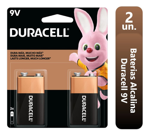2 Pilhas Duracell Baterias Alcalina 9 Volts Mn1604b1 Blister