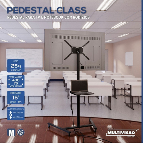 Suporte Multivisão Pedestal-class de chão para TV/Monitor de 19" até 56" preto