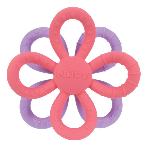 Mordedor para bebé Nuby 6950-LILA/ROSA con forma de flor de silicona color lila rosa x 1u