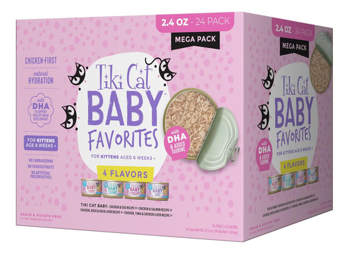 Tiki Cat Baby - Kitten Alimento Humedo Variado 24lts-2.4 Oz