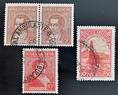 Argentina, Lote 4 Sellos 1era Proc Riq Estaf Ambulant L17718