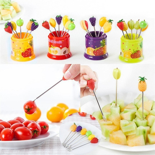 Aleissi 6 Palillos Y 1 Contenedor De Mini Frutas Para Botana