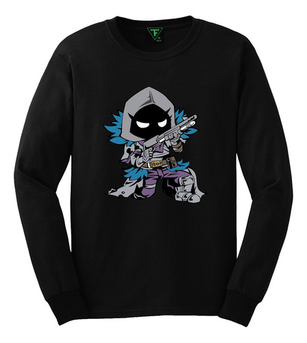 Polera Manga Larga Fortnite Cuervo Raven Hombre Mujer Algodn