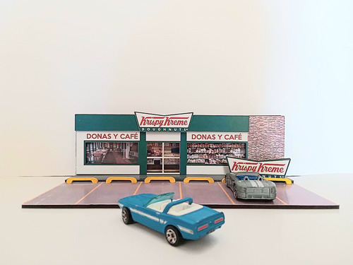 Diorama Krispy Kreme Mdf Acrilic Para Autos Hot Wheels 