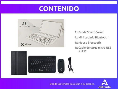 Imagen 8 de 10 de Funda Smart Para Samsung A7 Lite + Mouse Teclado Bluetooth