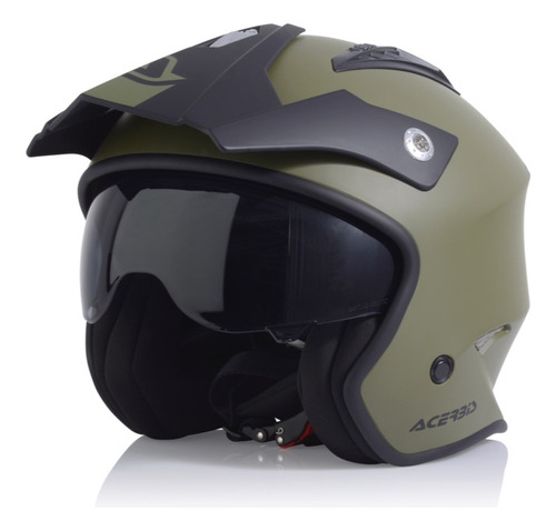 Casco Abierto Acerbis Aria Jet Verde - Cafe Race