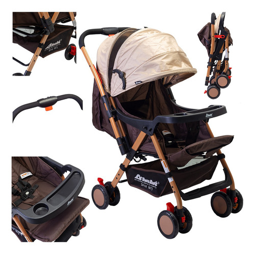 Carriola Reversible Para Bebé D Bebe Bm Caqui Beige