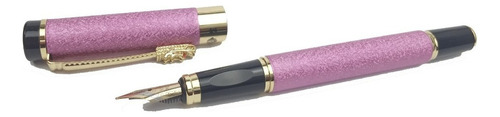 Caneta Executiva Bico De Pena Metal Luxo + Refil - Presente Cor da tinta Preto Cor do exterior Rosa
