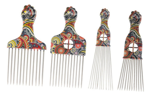 4 Unids Peine Africano Metal Hair Pick Peine Metal Pick Pein