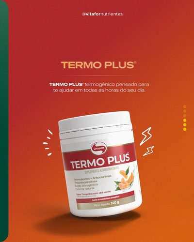Termo Plus Tangerina Com Chá Verde Vitafor 240g