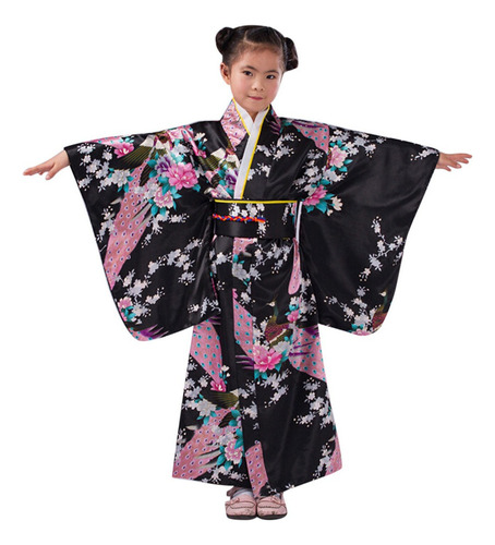 Niños Niñas Ropa Kimono Bata Traje Japonés Manga Larga .