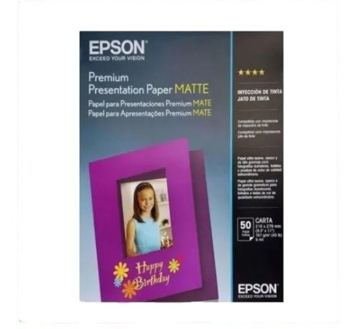 Papel Epson Heavyweight Dpi Tamaño Carta Mate 50hojas 8.5x11 Color Blanco