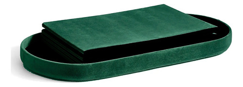 Puff Ovalado Estructura Reforzada De Madera, Metal Plegable Color Verde oscuro