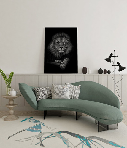 Quadro Tela Decorativo Leão Luxo 60x40 Grande Cor Preto